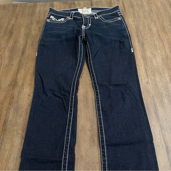 Big Star Jeans Maddie Skinny Slim Straight Leg Dark Wash Contrast Seam Women 25R - Picture 9 of 16